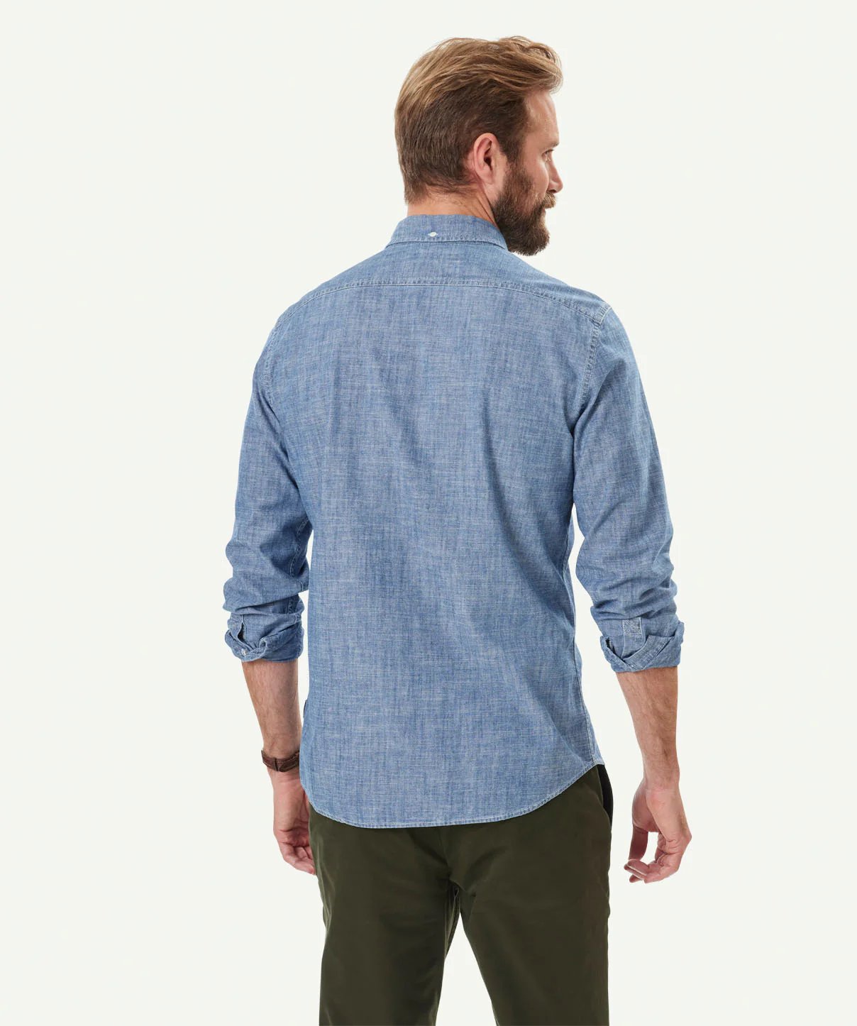 Tailored Casual Chambray Long Sleeve Shirt - Chambray - Image 3