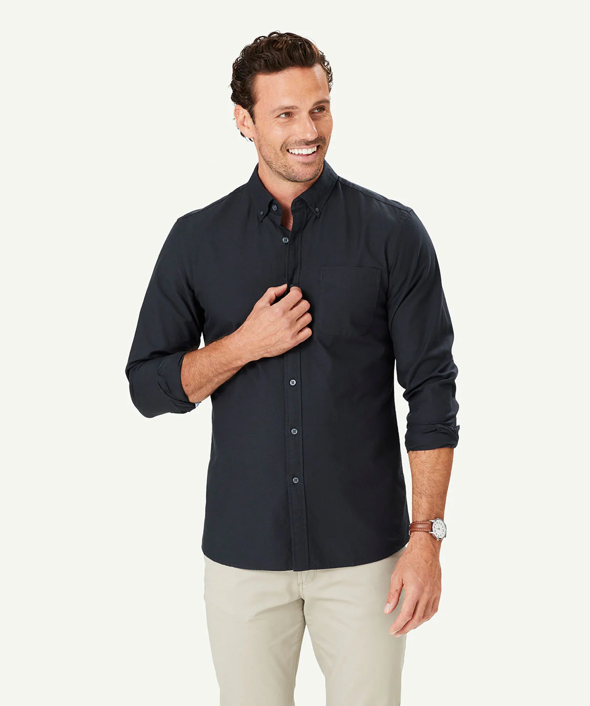 Tailored Casual Oxford Long Sleeve Shirt - Ash