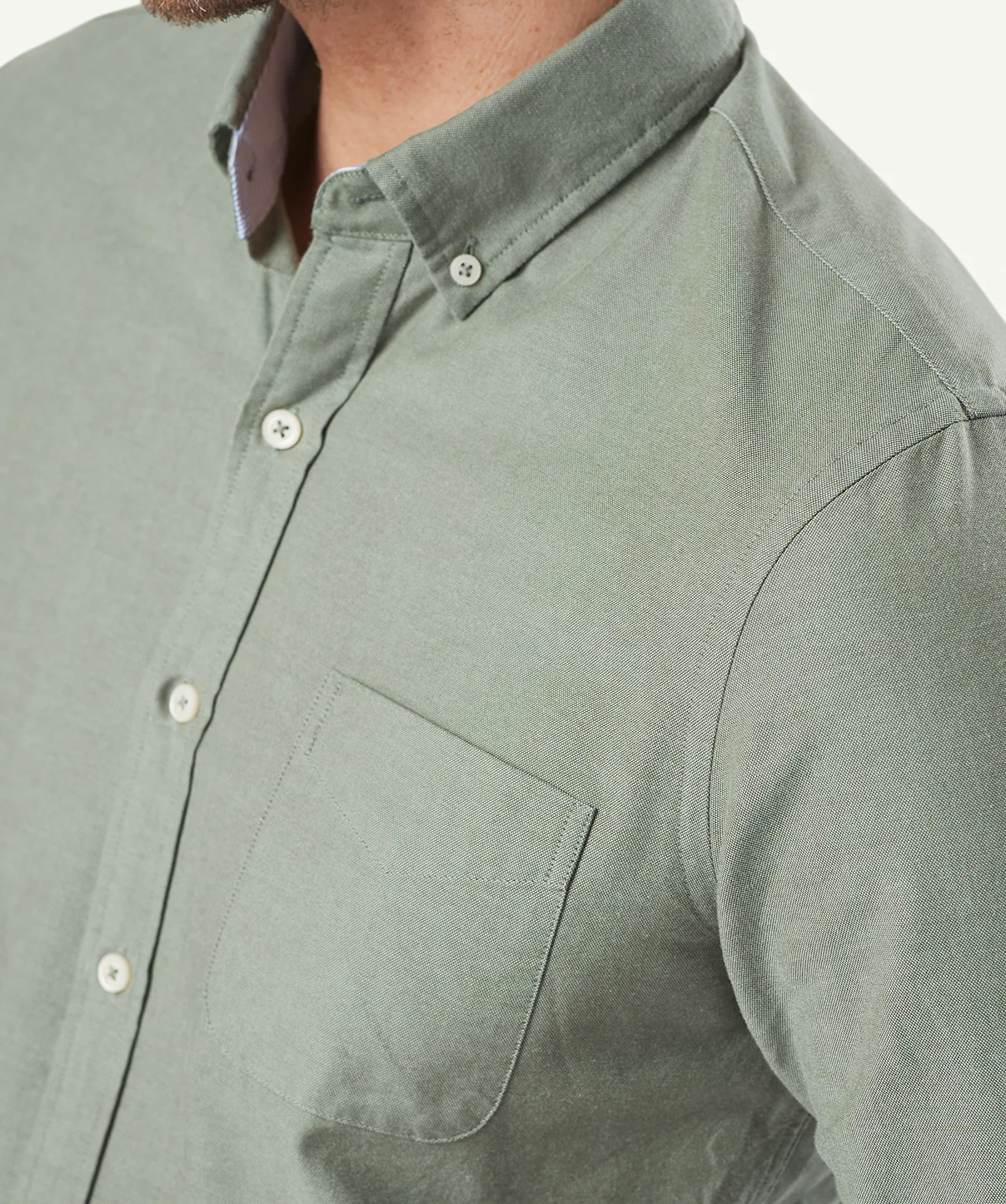 Tailored Casual Oxford Long Sleeve Shirt - Light Olive - Image 7