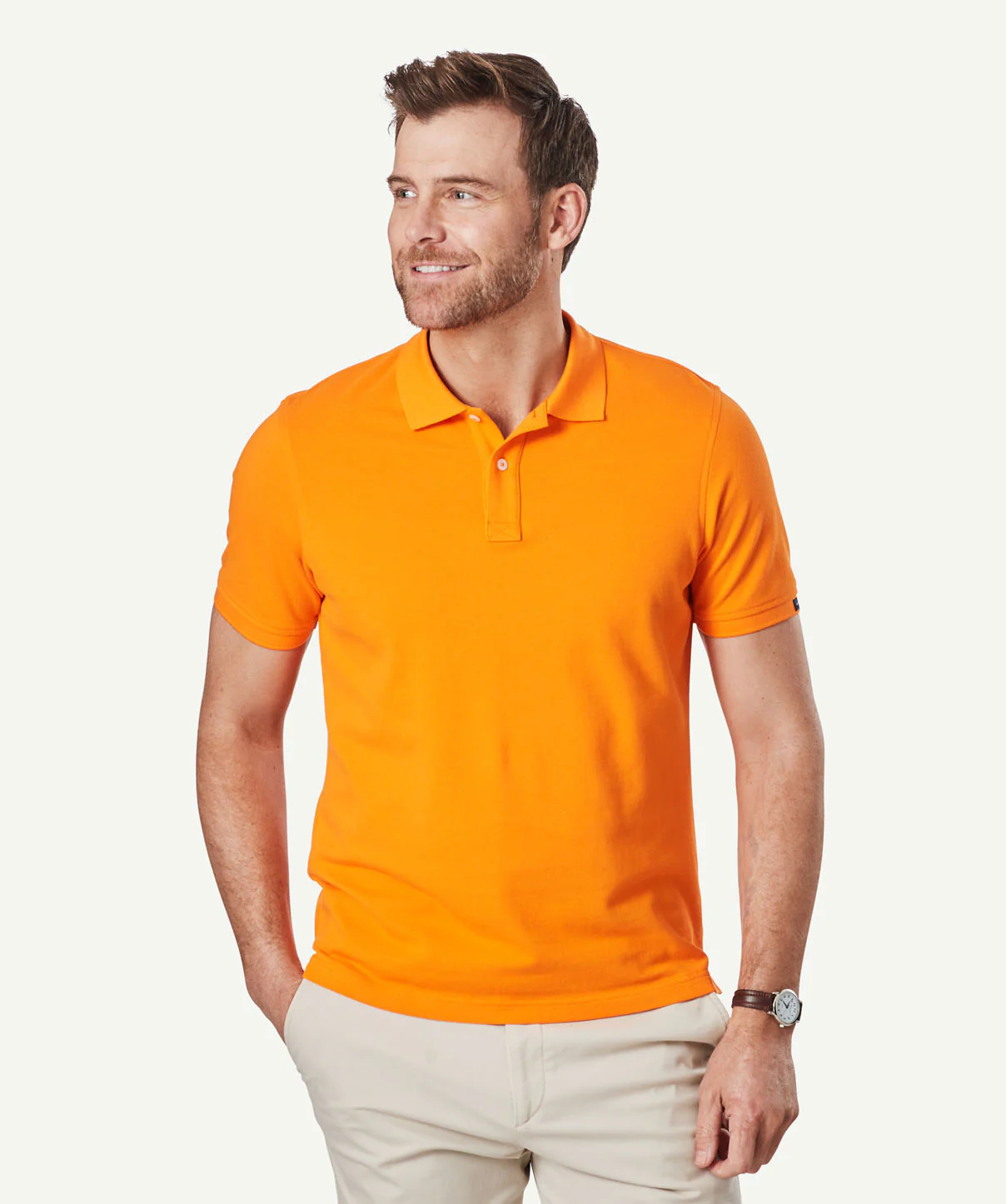 Tailored Classic Pique Polo - Bright Orange - Image 6
