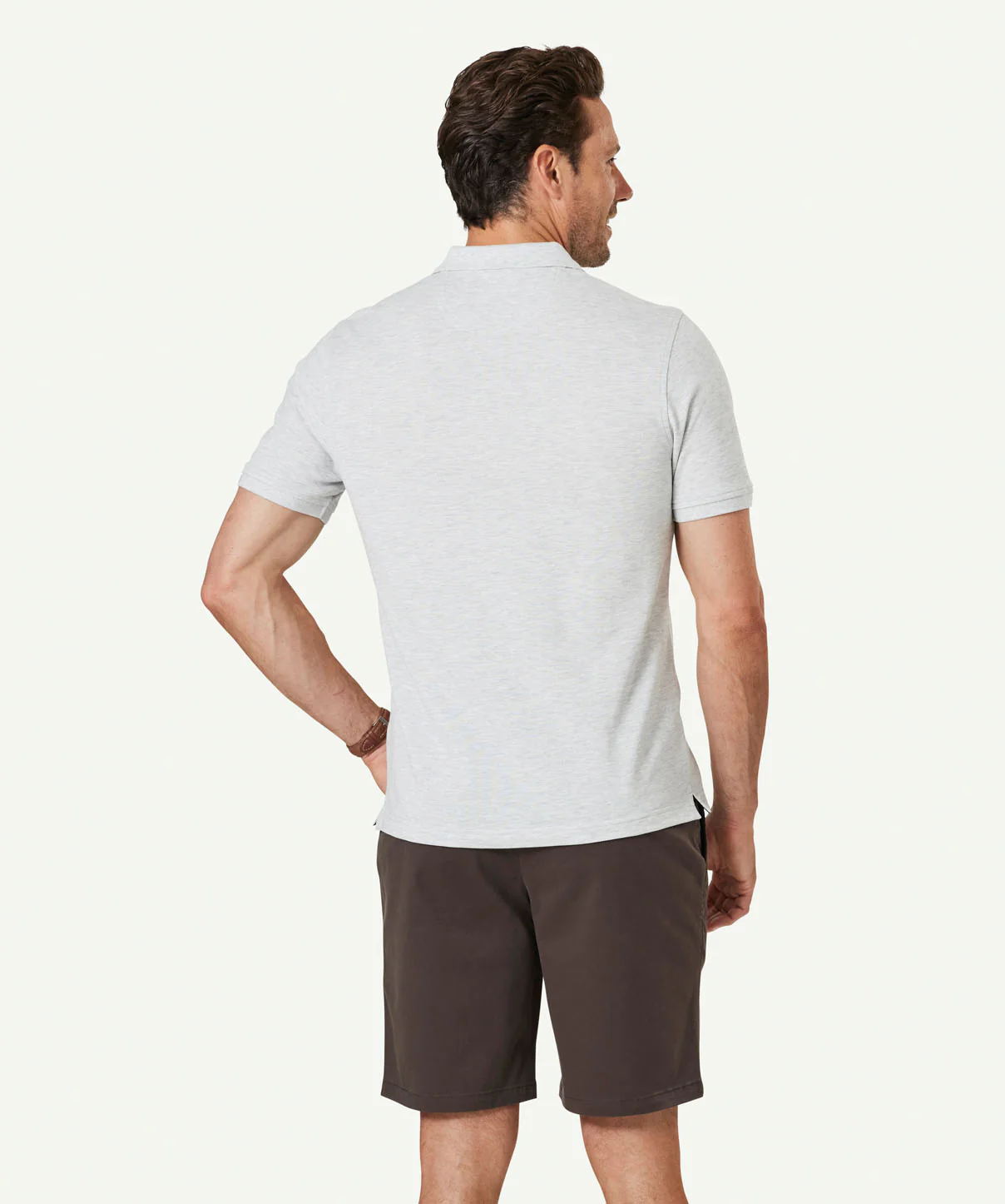 Tailored Classic Pique Polo - Grey Melange - Image 2