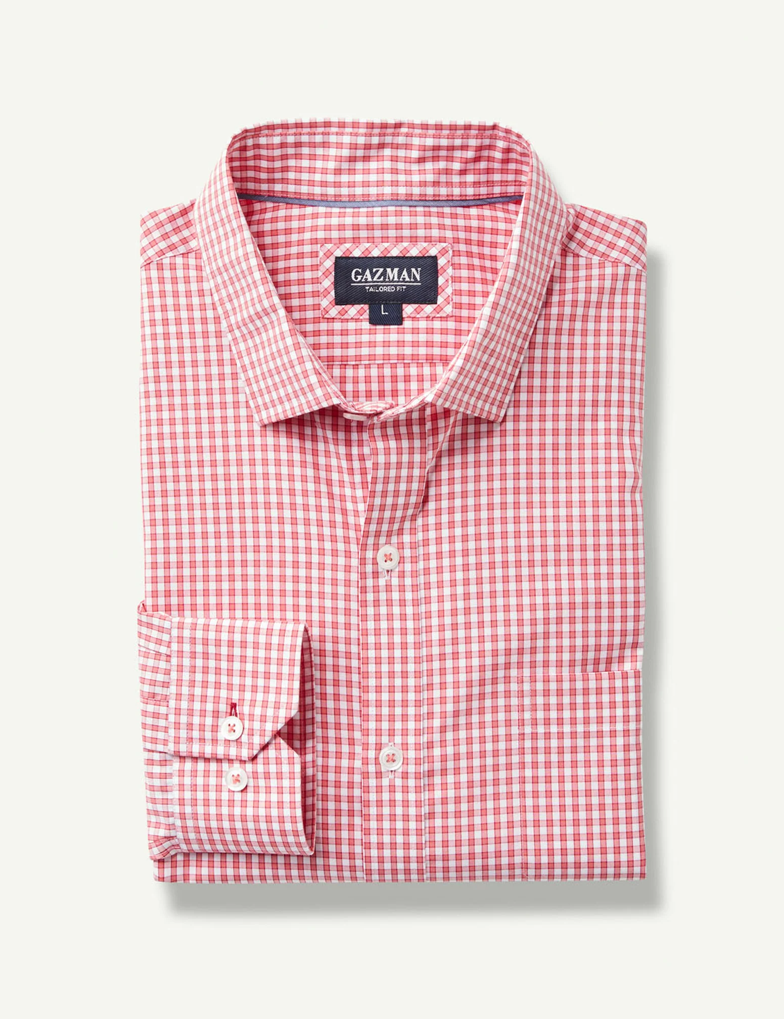 Tailored Easy Care Check Long Sleeve Shirt - Red - Image 2