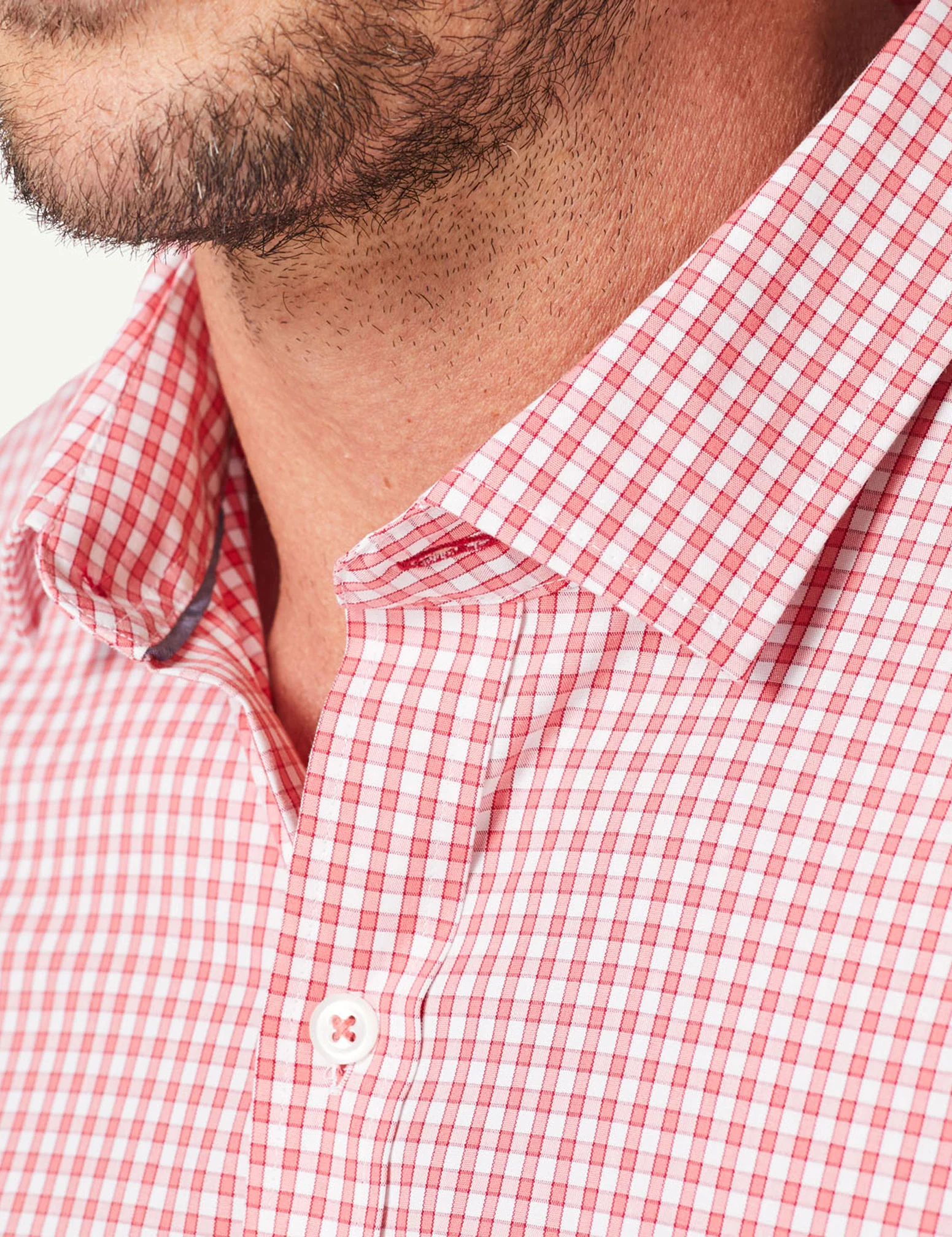 Tailored Easy Care Check Long Sleeve Shirt - Red - Image 4