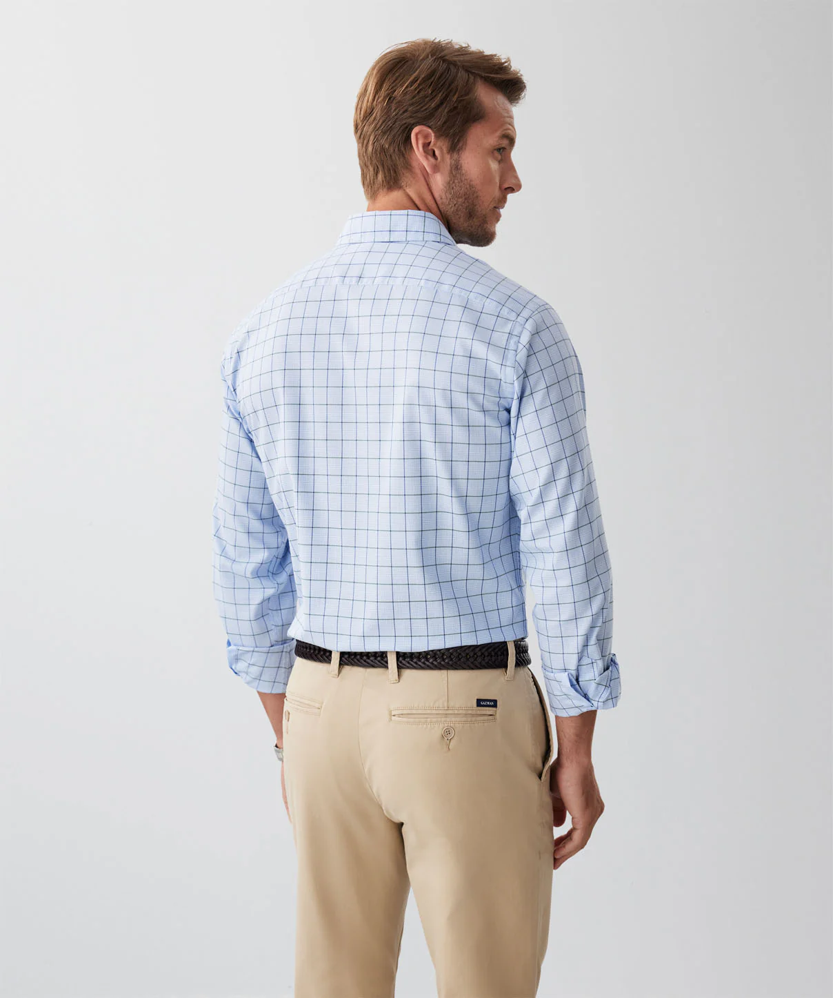 Tailored Easy Care Twill Check Long Sleeve Shirt - Blue - Image 2