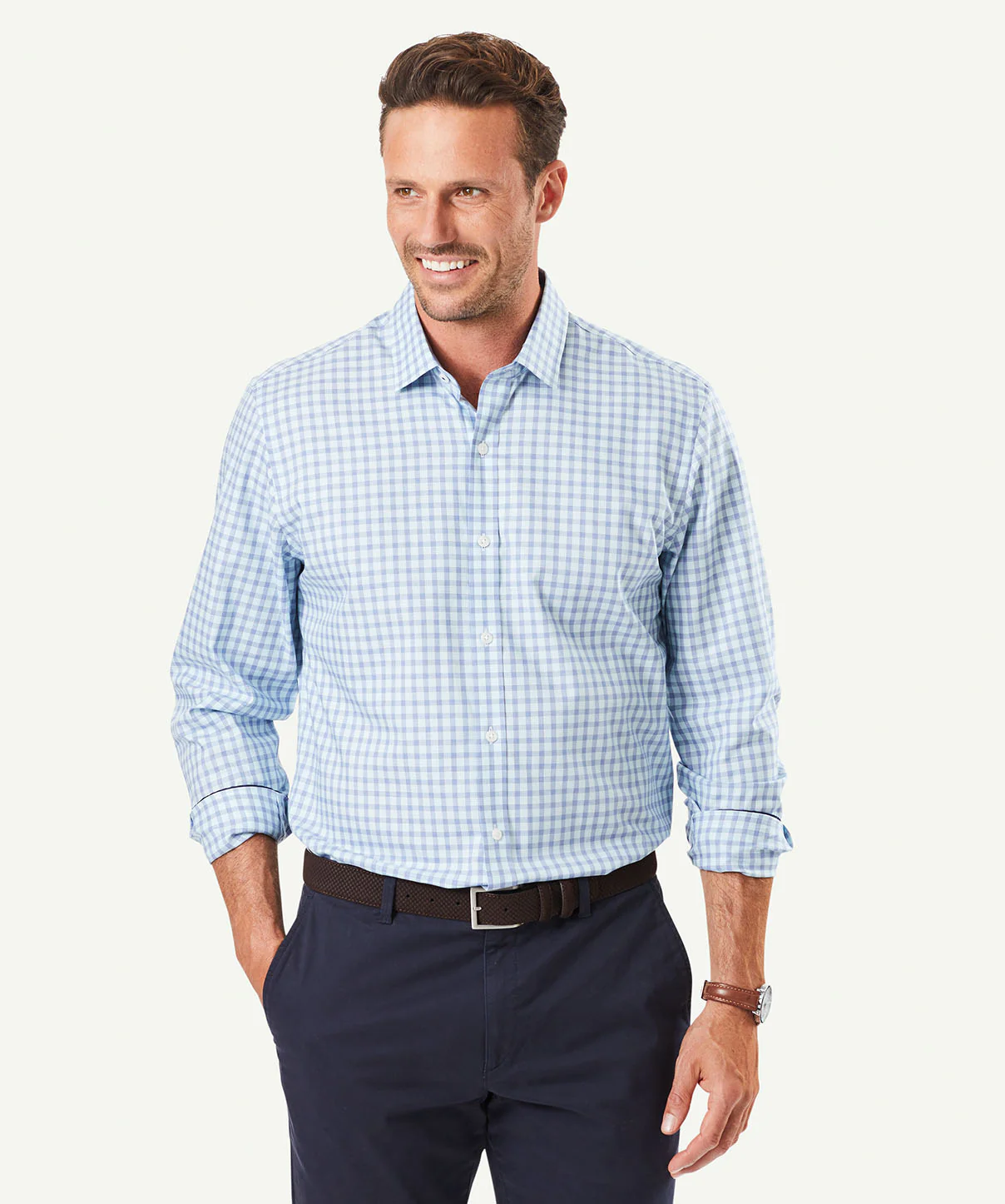 Tailored Easy Care Twill Check Long Sleeve Shirt - Mint