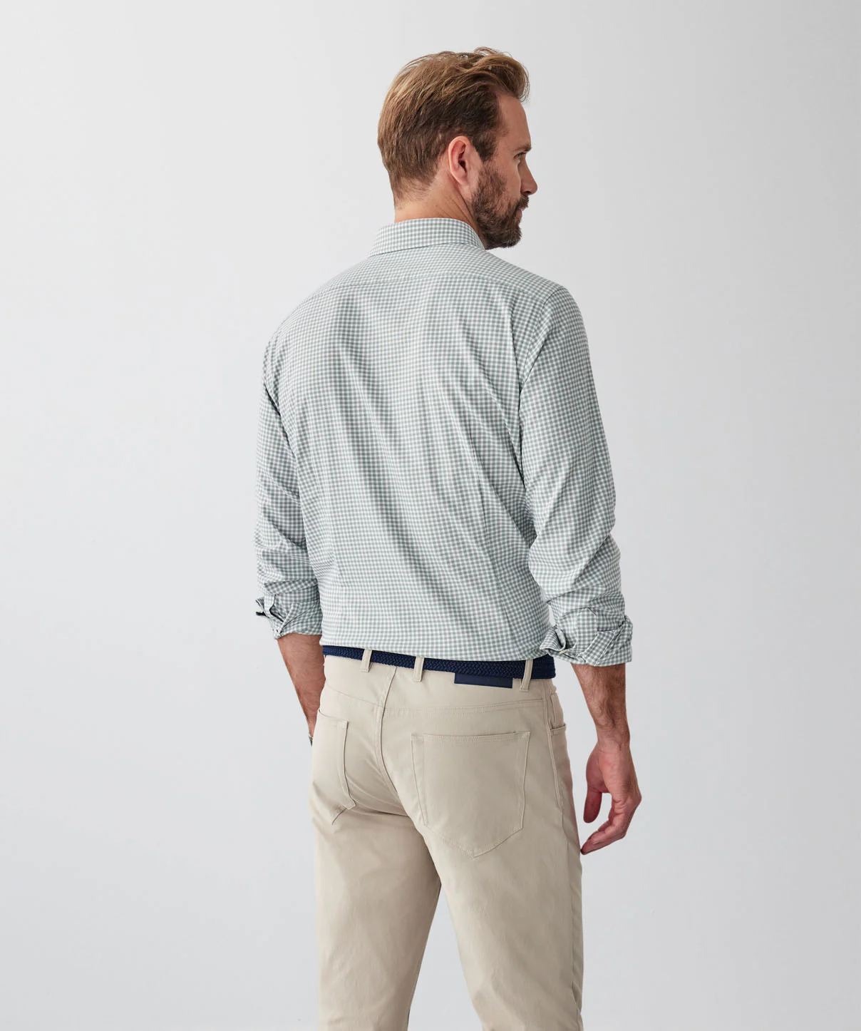 Tailored Fit GAZFLEX Performance Oxford Gingham Long Sleeve Shirt - Sage - Image 2