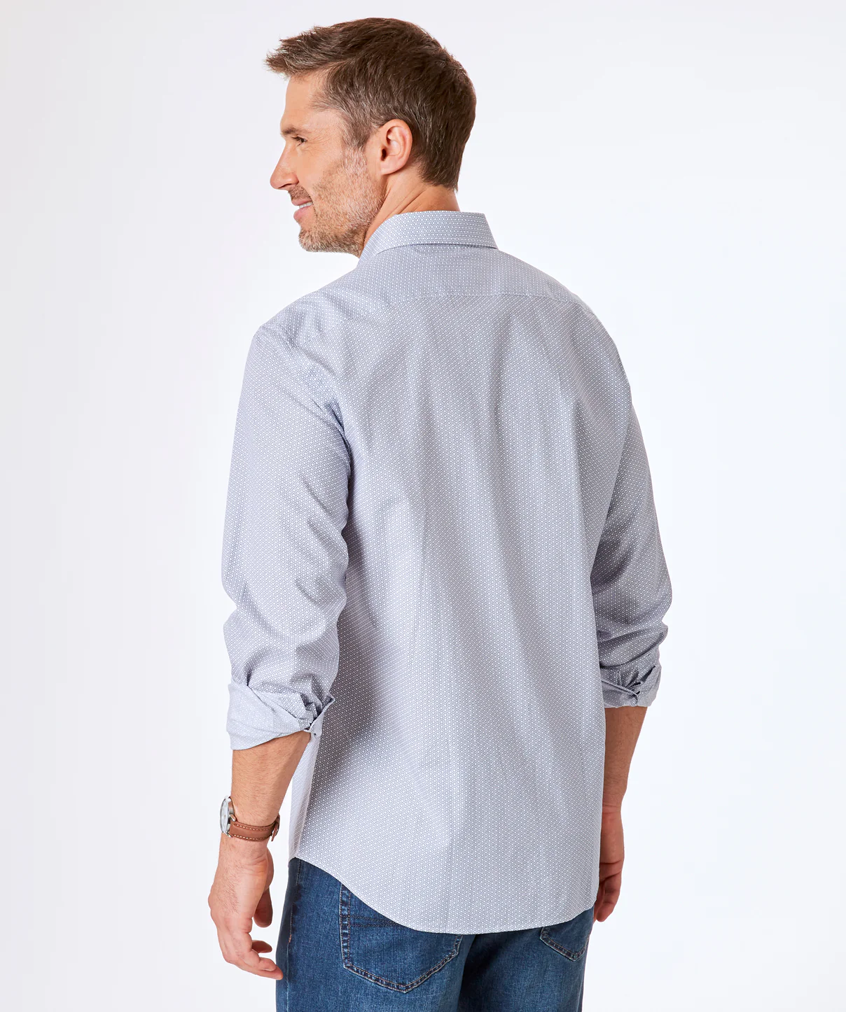 Tailored Fit Geometric Print Shirt - White