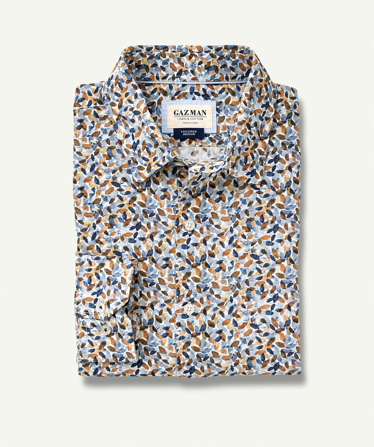 Tailored Fit Linen Blend Printed Long Sleeve Shirt - Autumn - Image 2