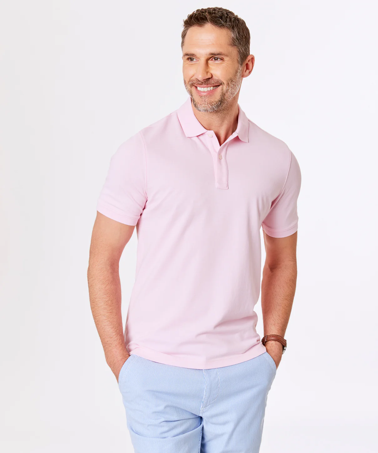 Tailored Fit Pique Polo - Pink