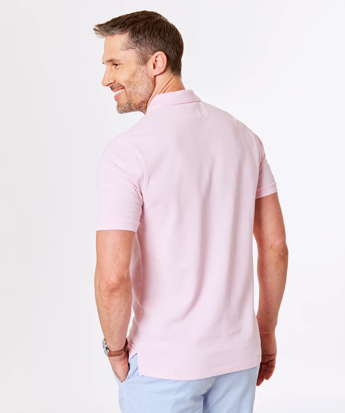 Tailored Fit Pique Polo - Pink - Image 3