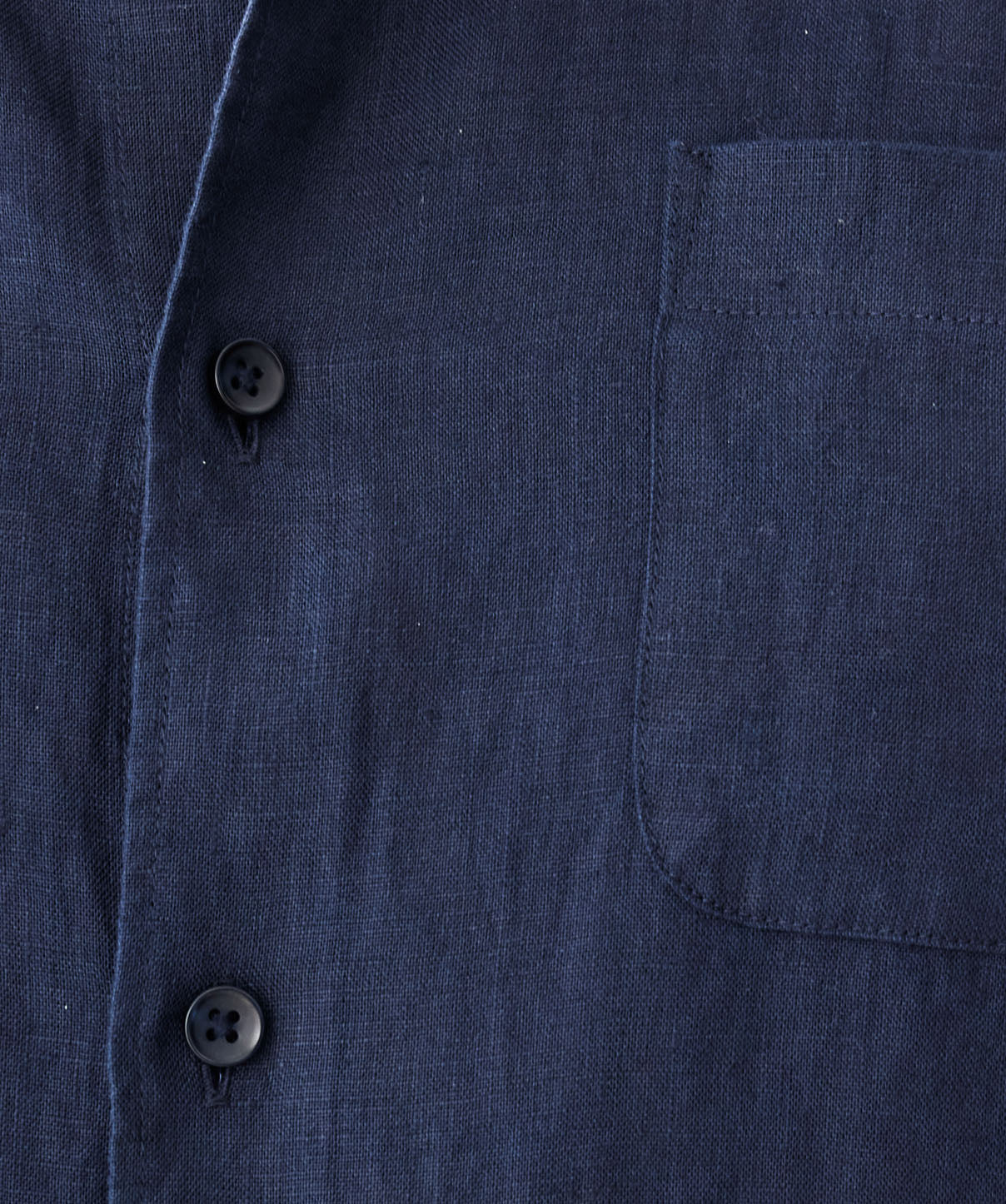 Tailored Fit Pure French Linen Long Sleeve Shirt - Dark Navy - Image 6