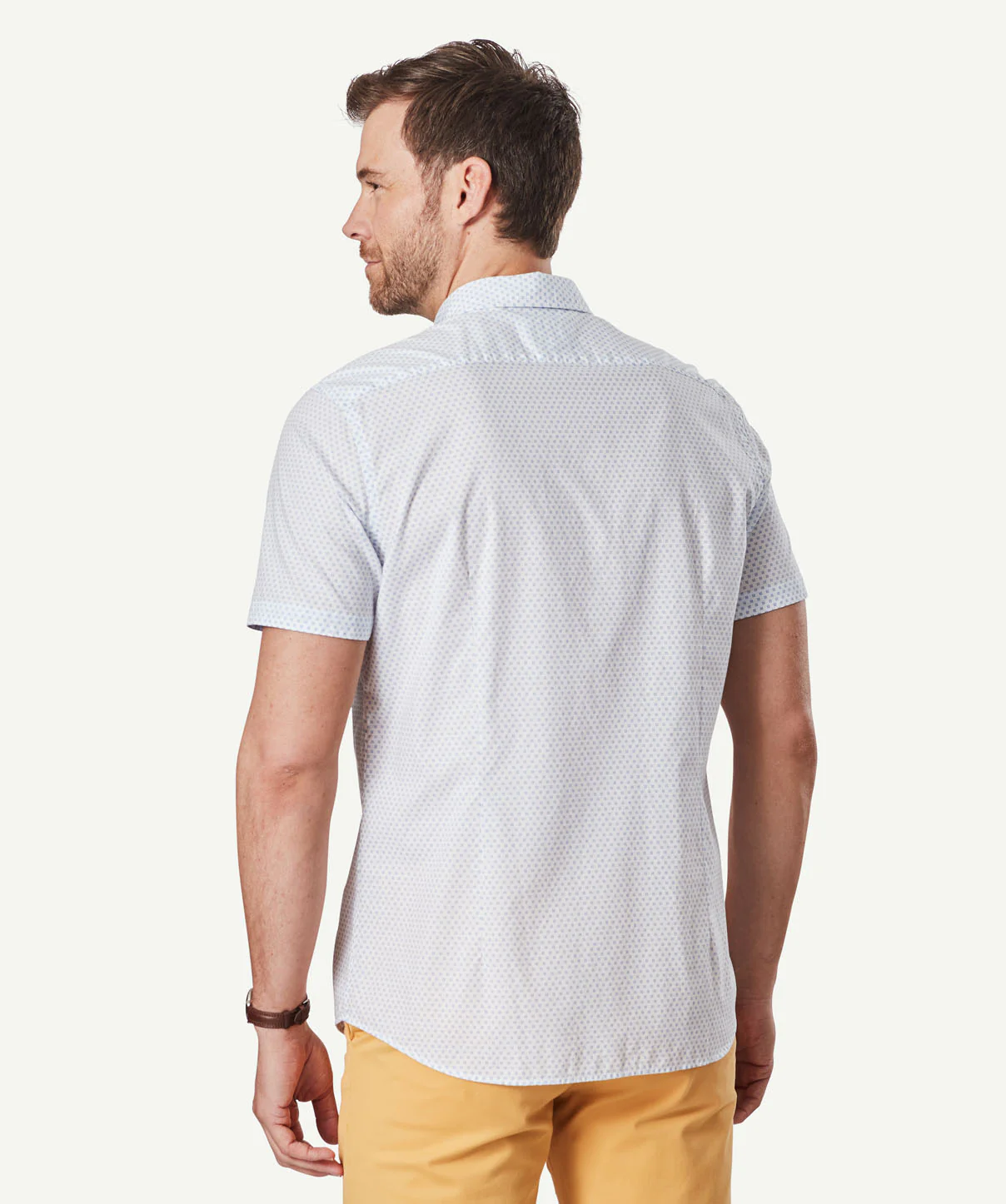 Tailored Geo Print Short Sleeve Shirt - White - Image 3