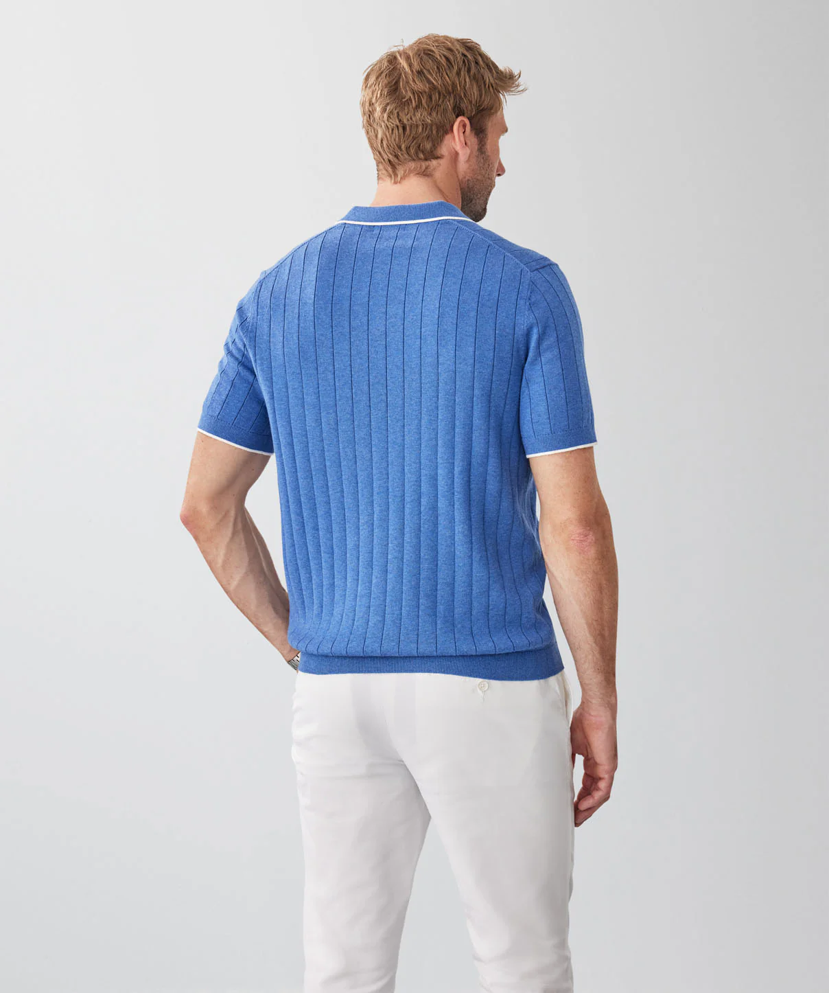 Textured Knit Polo - Ocean - Image 2