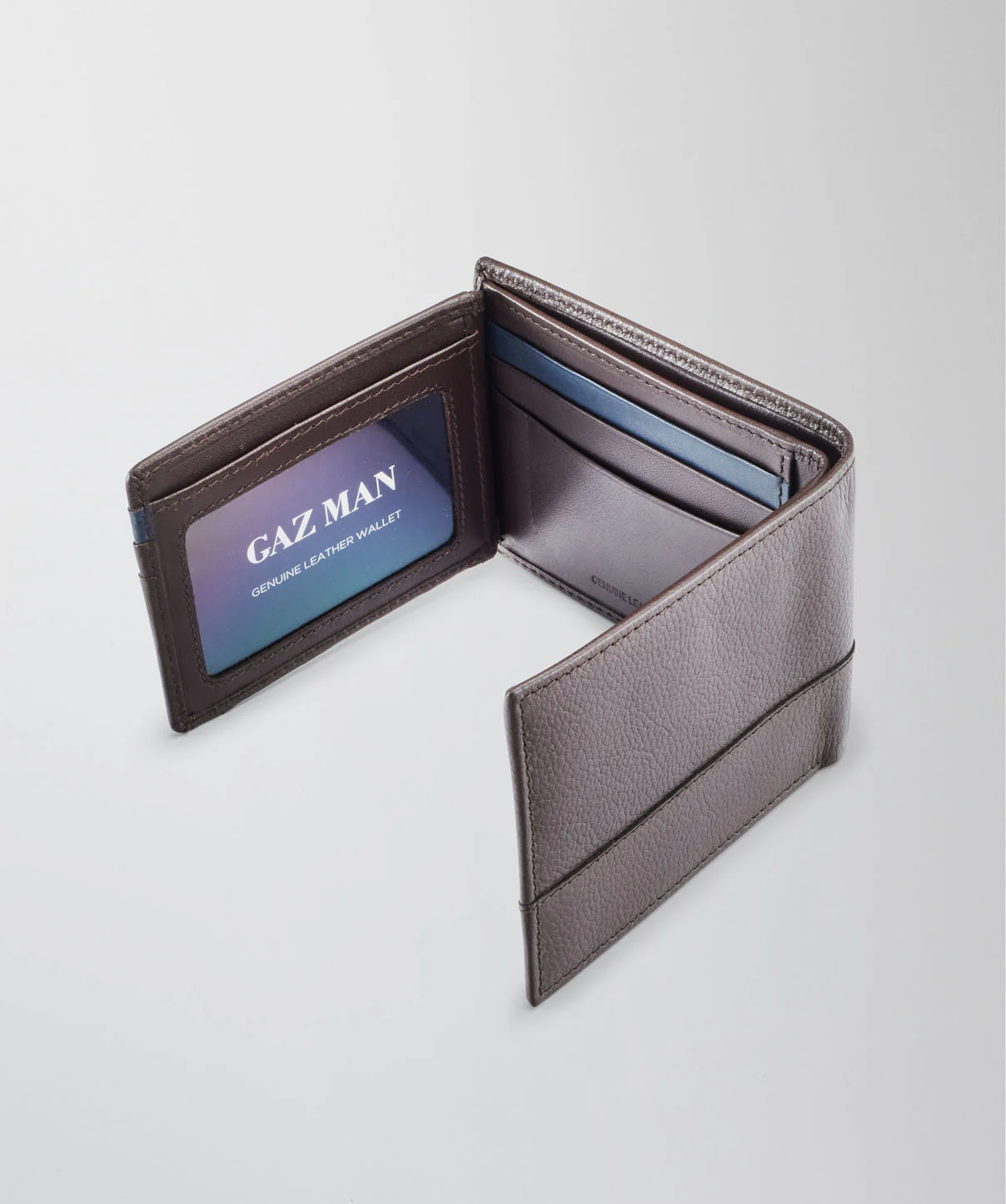 Trifold Leather Wallet - Brown - Image 4