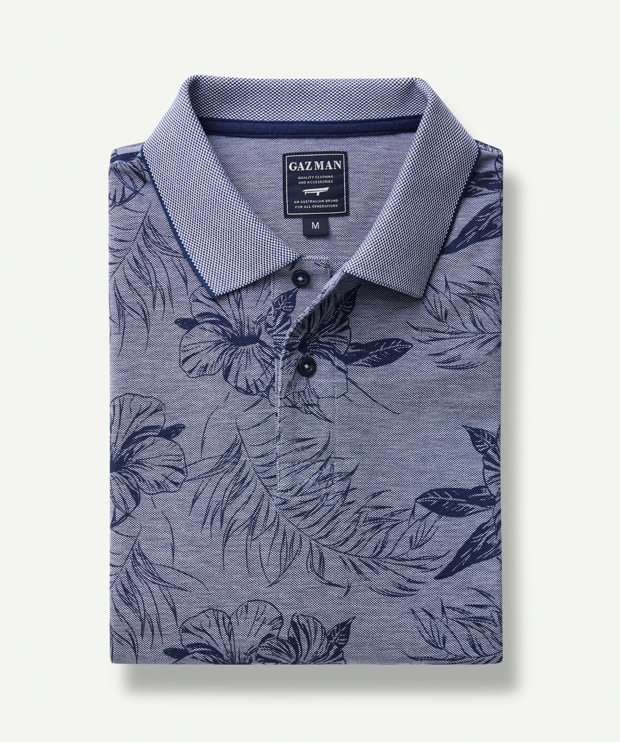 Tropical Print Polo - Navy - Image 2