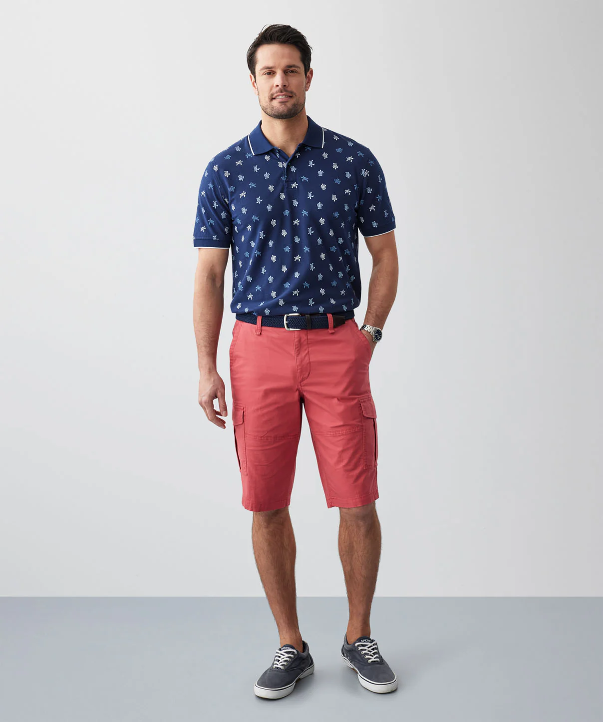 Turtle Print Polo - Navy - Image 5