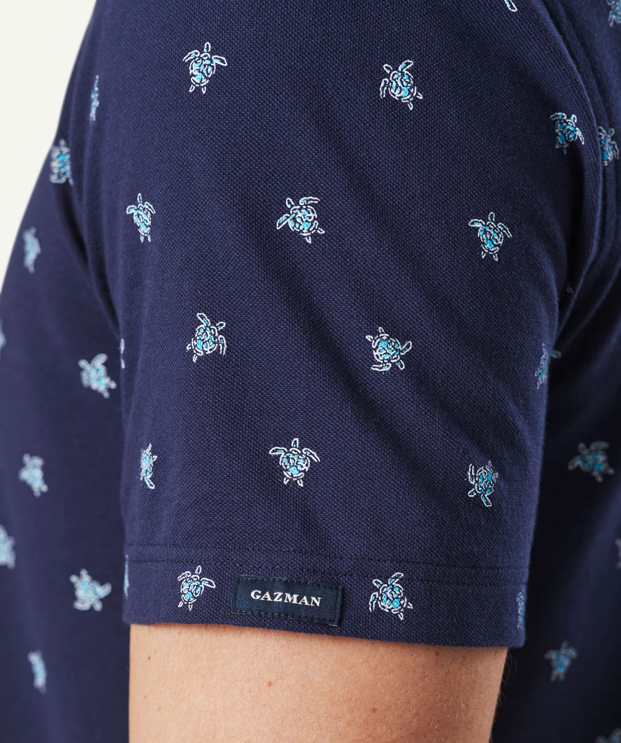 Turtle Print Polo - Navy - Image 7
