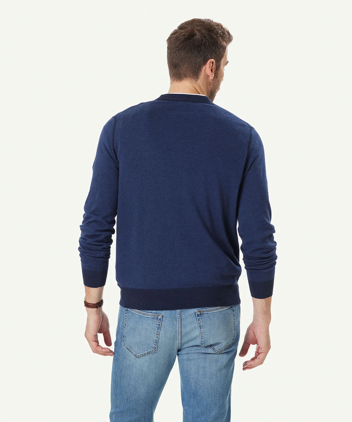 Two Tone Crew Knit - Navy - Image 3