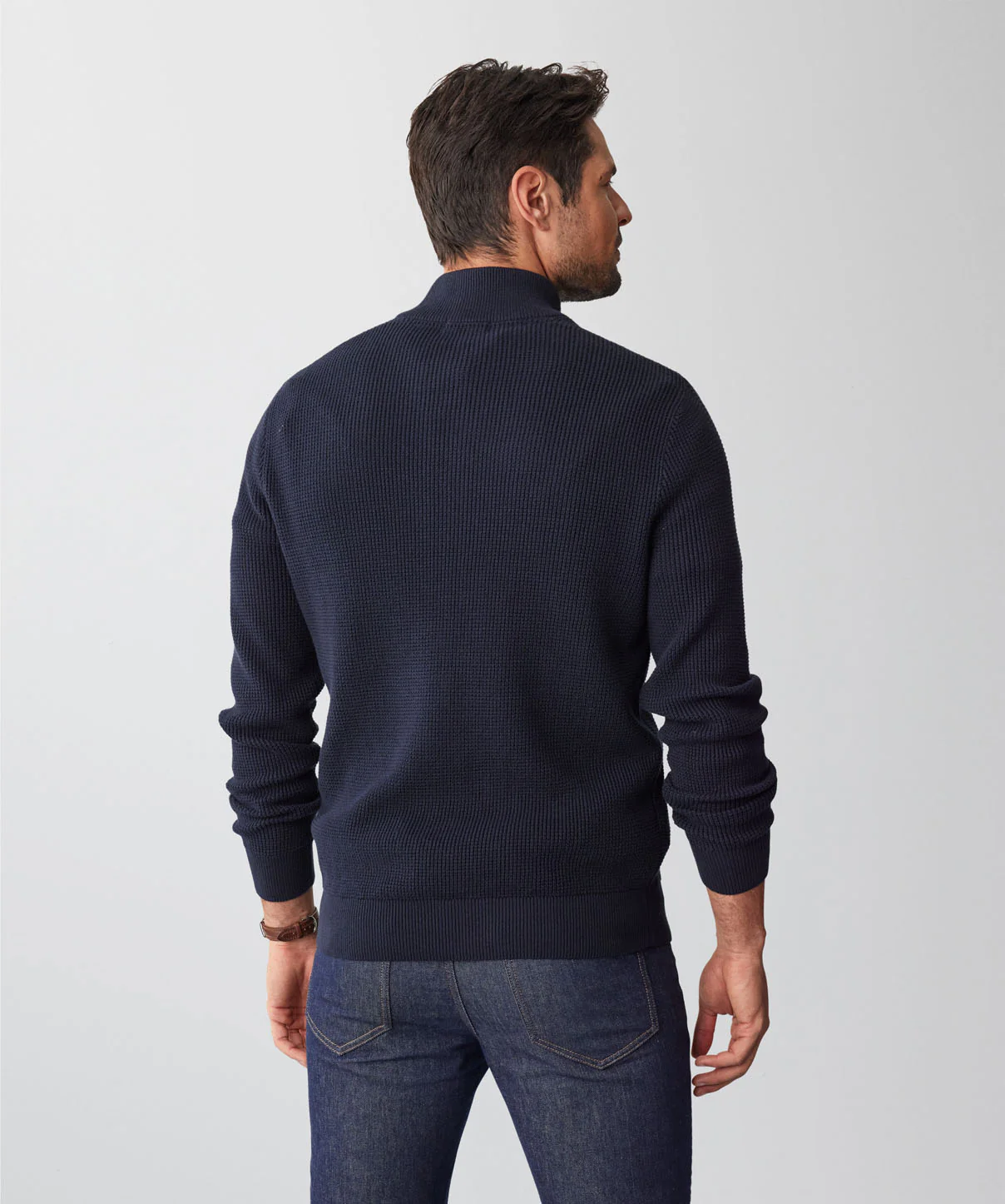 Waffle Half Zip Knit - Navy - Image 3