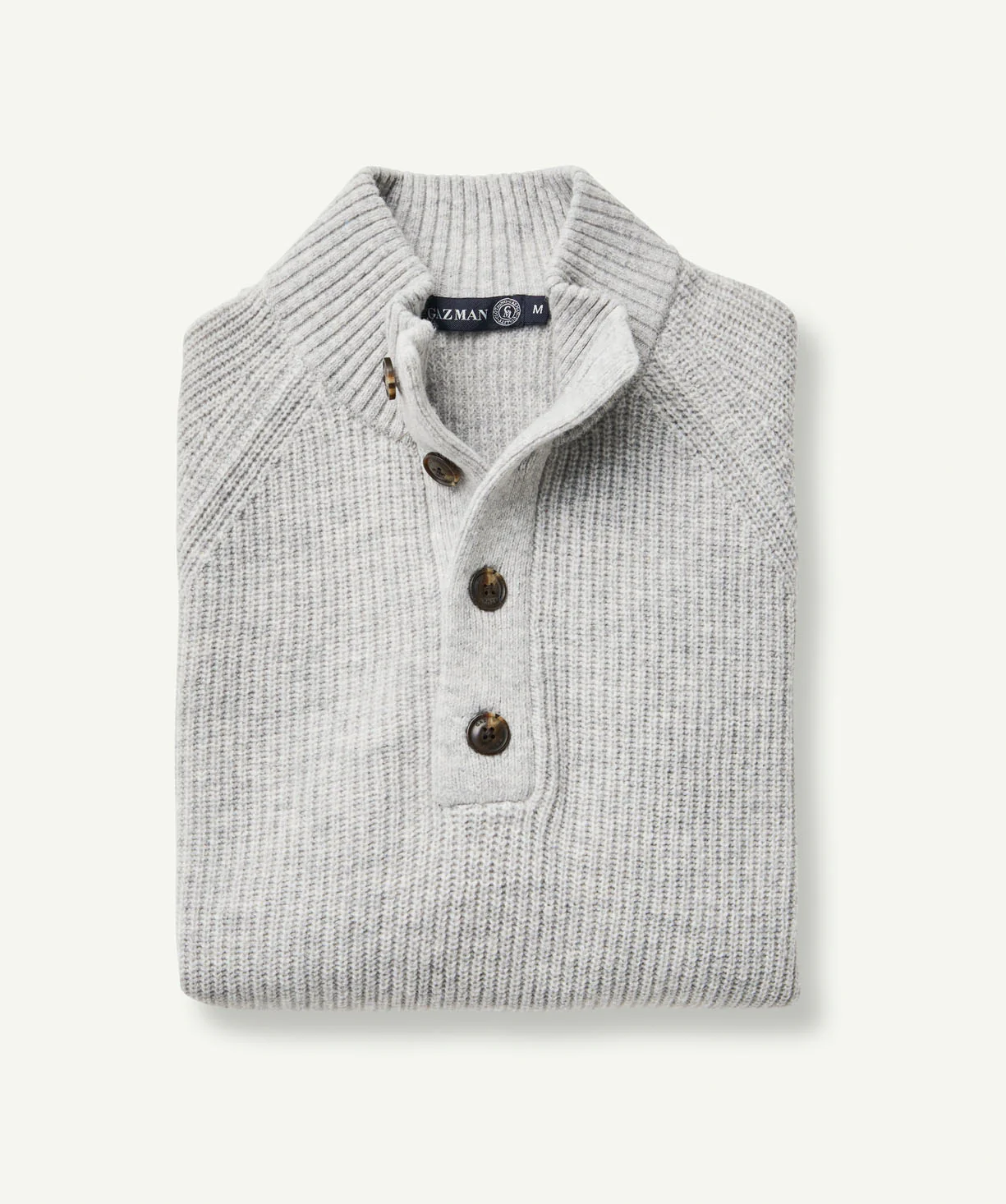 Wool Blend Button Neck Knit - Oatmeal - Image 2