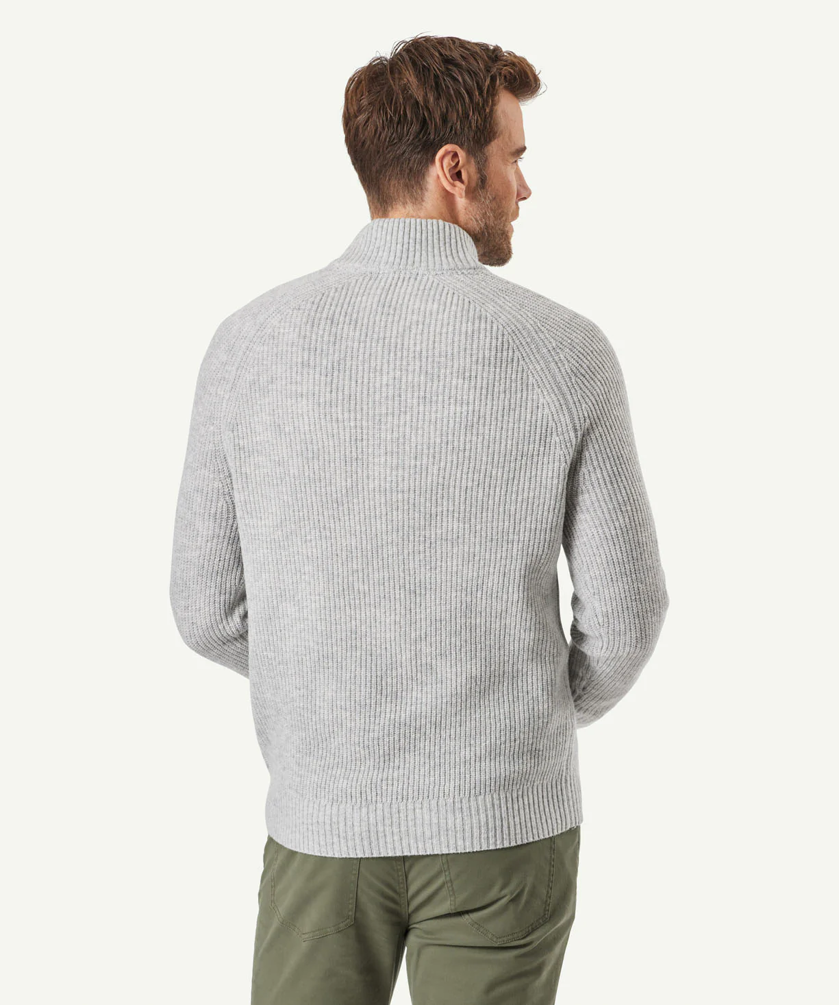 Wool Blend Button Neck Knit - Oatmeal - Image 3