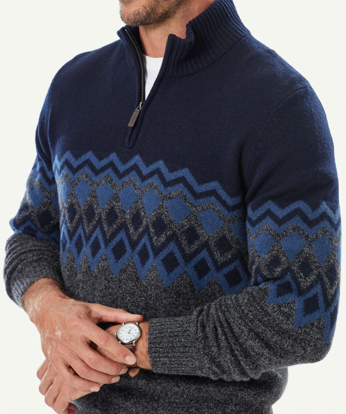 Wool Blend Fair Isle - Navy - Image 4