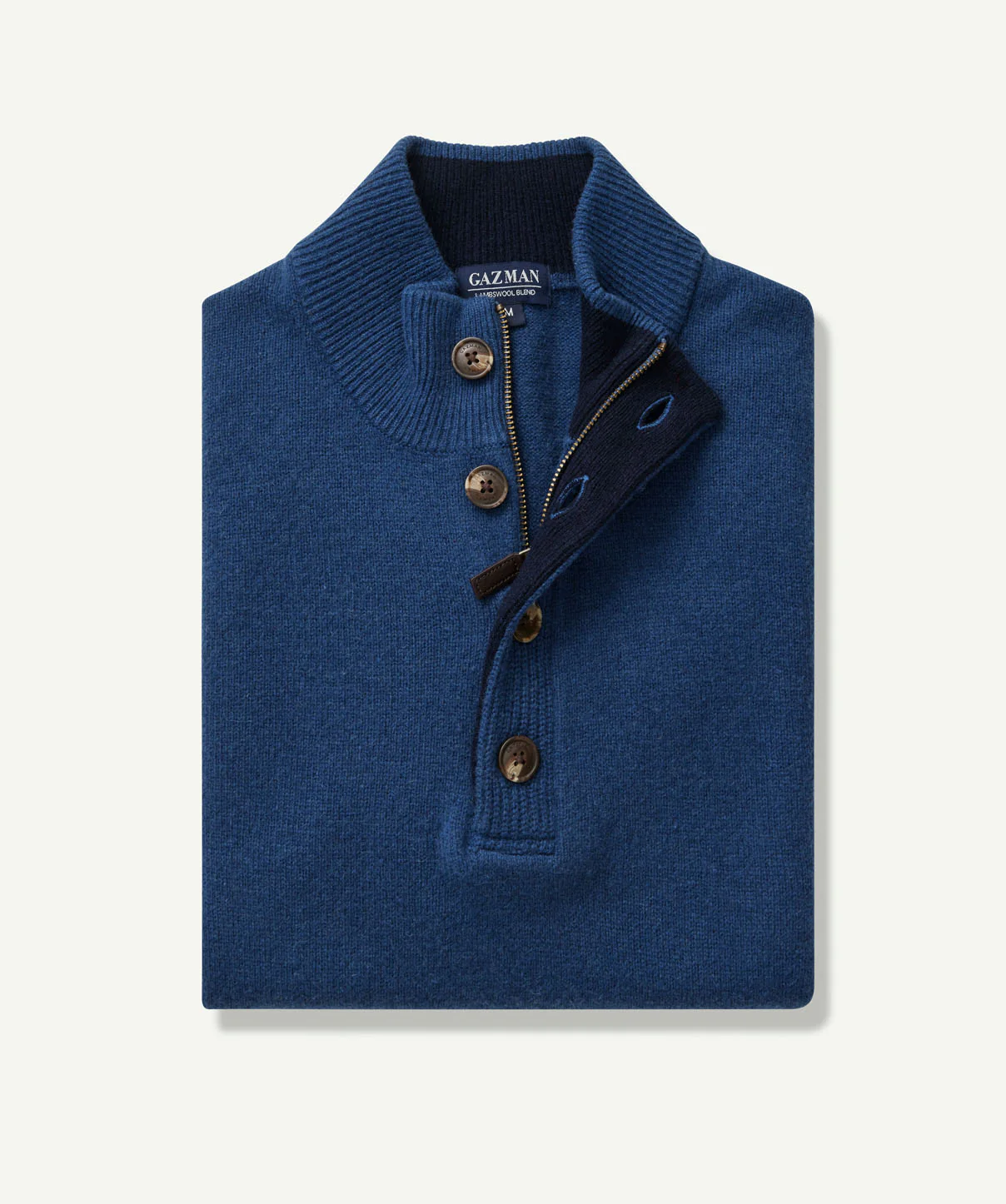 Wool Blend Half Zip - Denim - Image 2