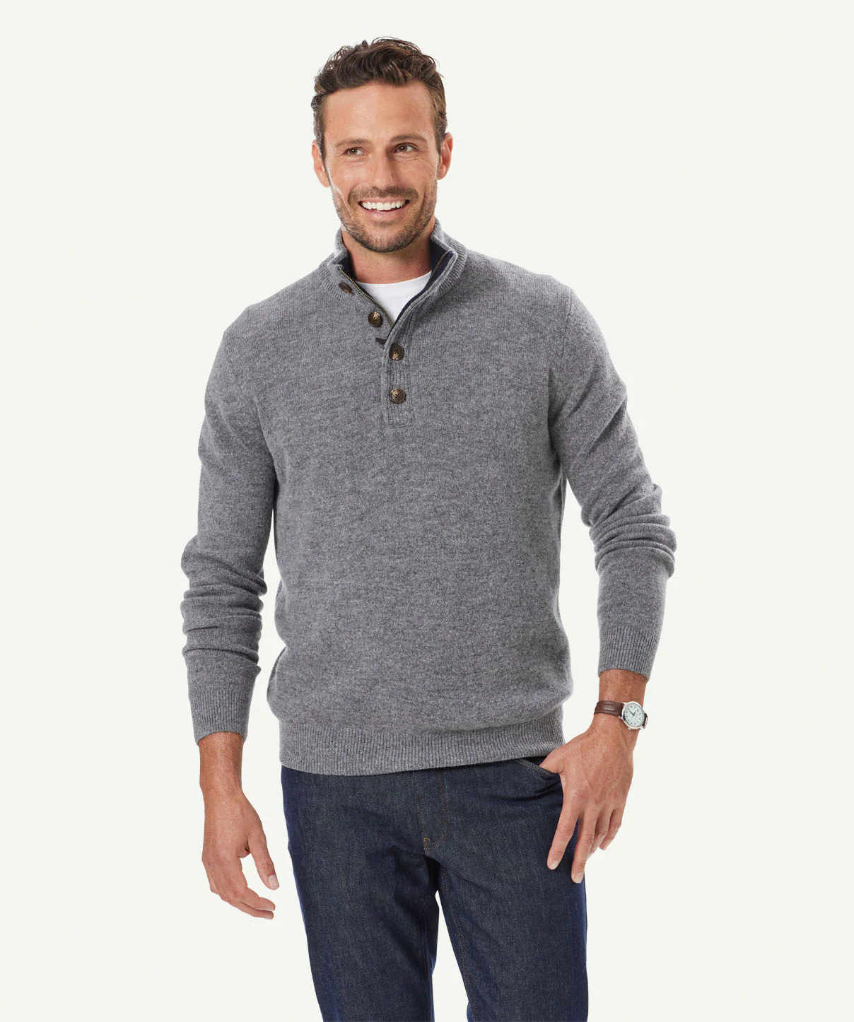 Wool Blend Half Zip - Grey