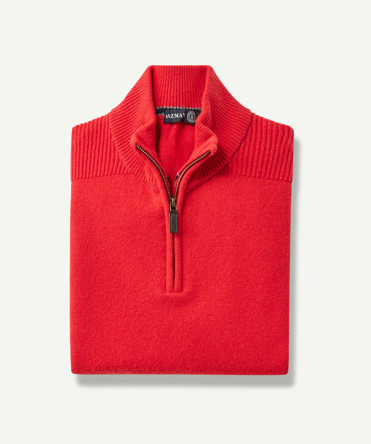 Wool Blend Half Zip Knit - Fire - Image 2