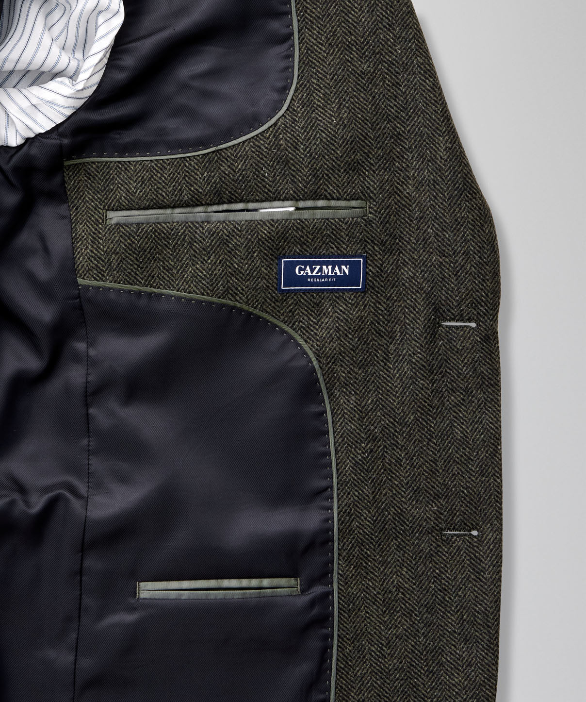 Wool Blend Herringbone Sports Jacket - Forest - Image 6