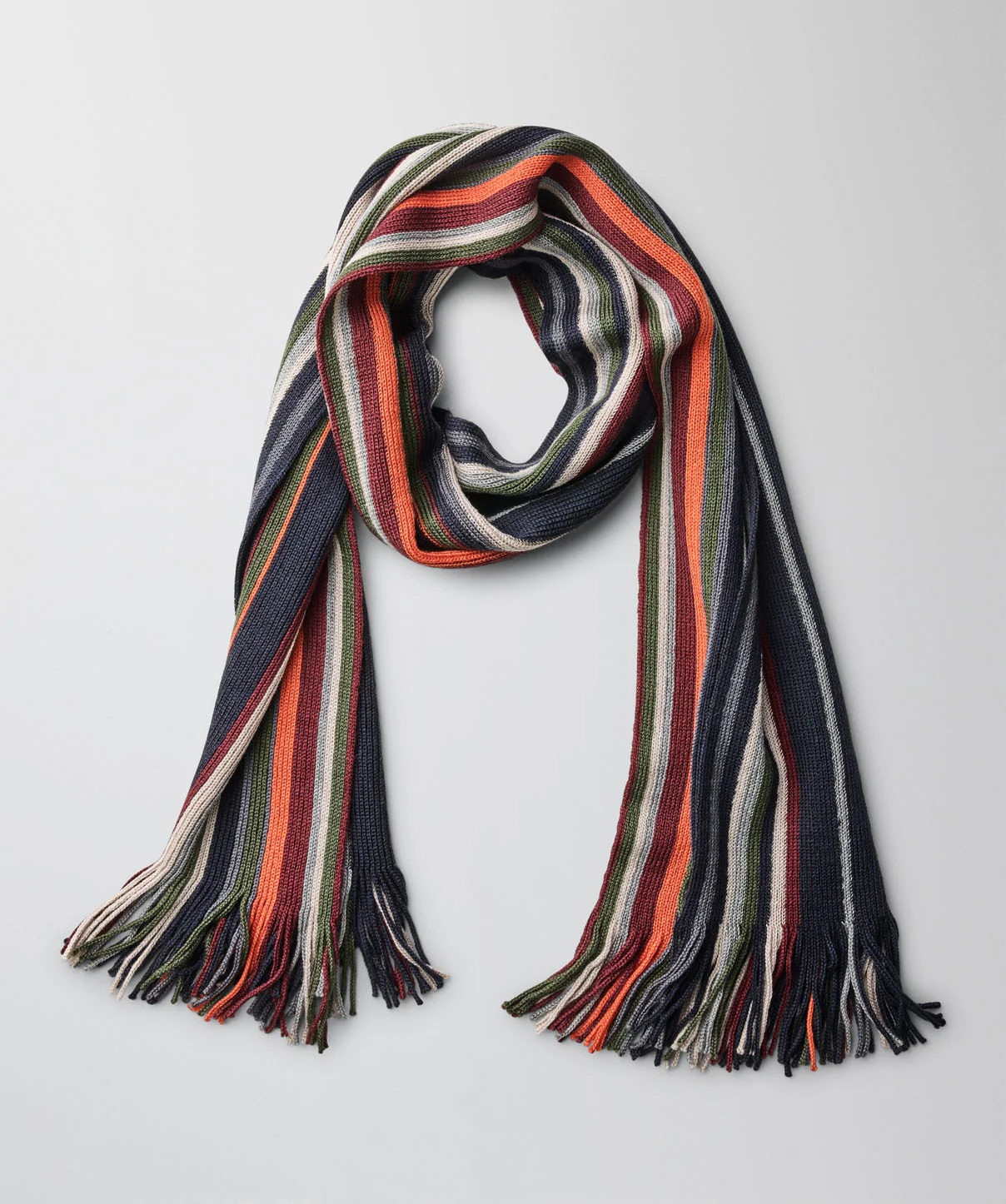 Wool Blend Multi-Stripe Scarf - Multi Stripe