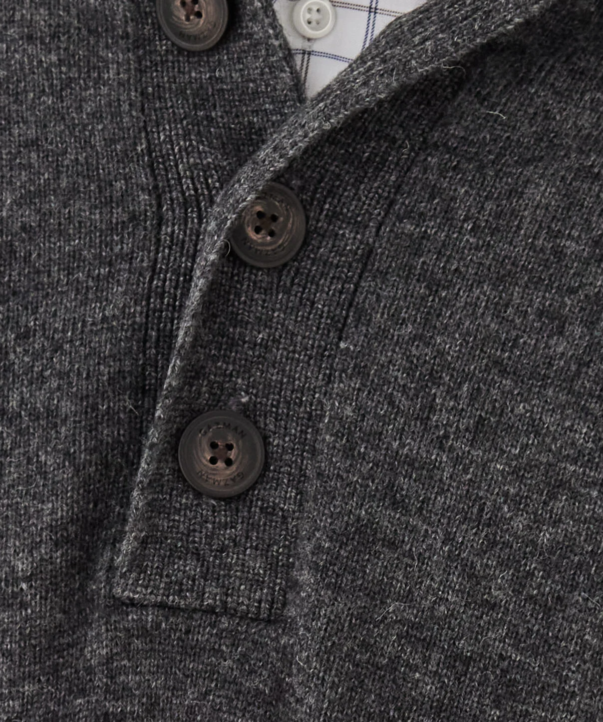 Wool Blend Raglan Half Button - Charcoal - Image 6