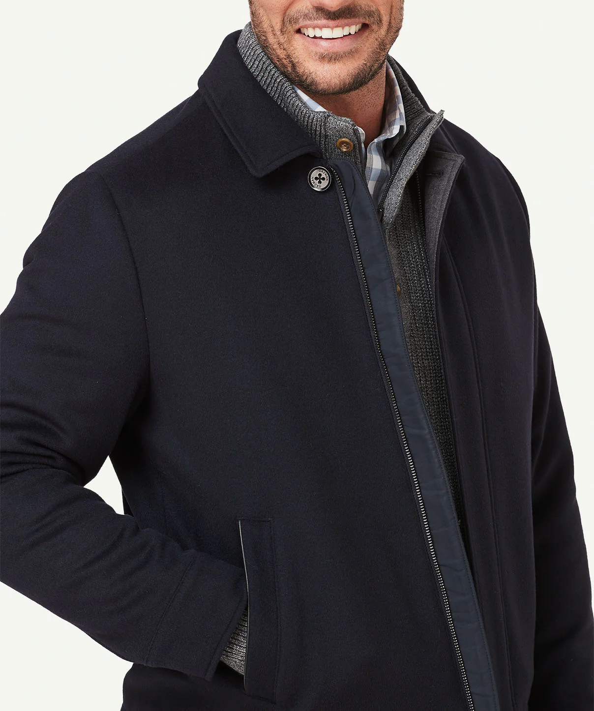 Wool Harrington Jacket - Dark Navy - Image 4