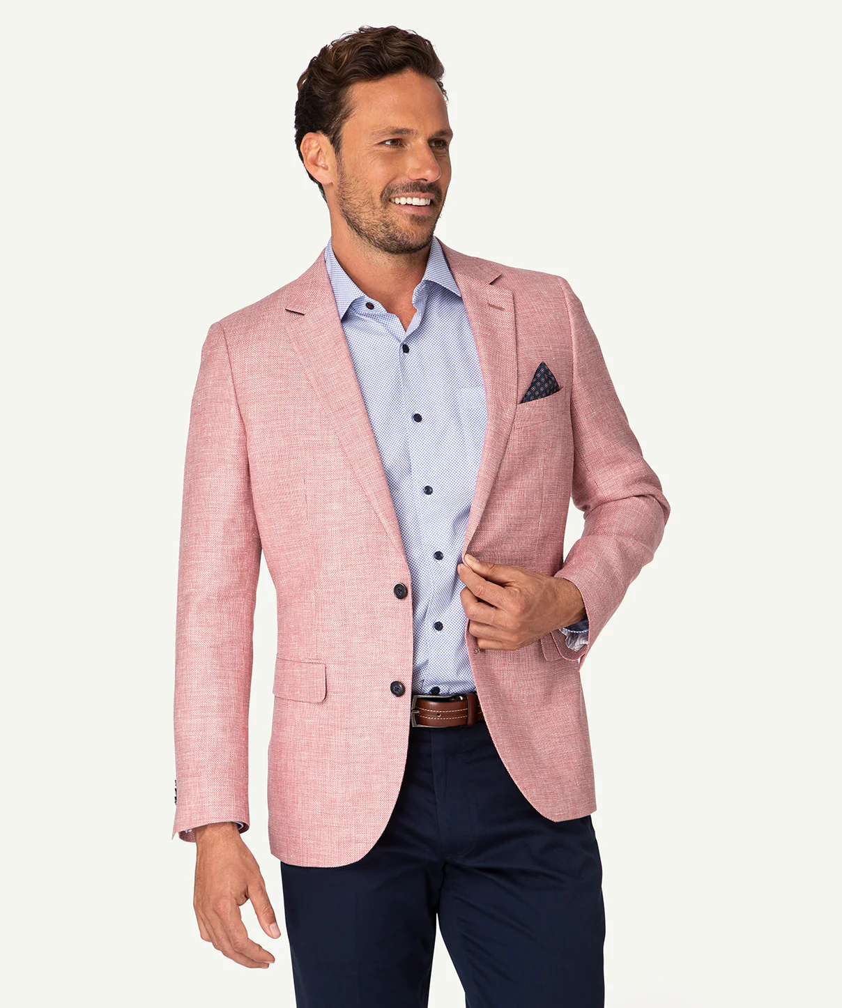 Wool Linen Sports Jacket - Coral Red
