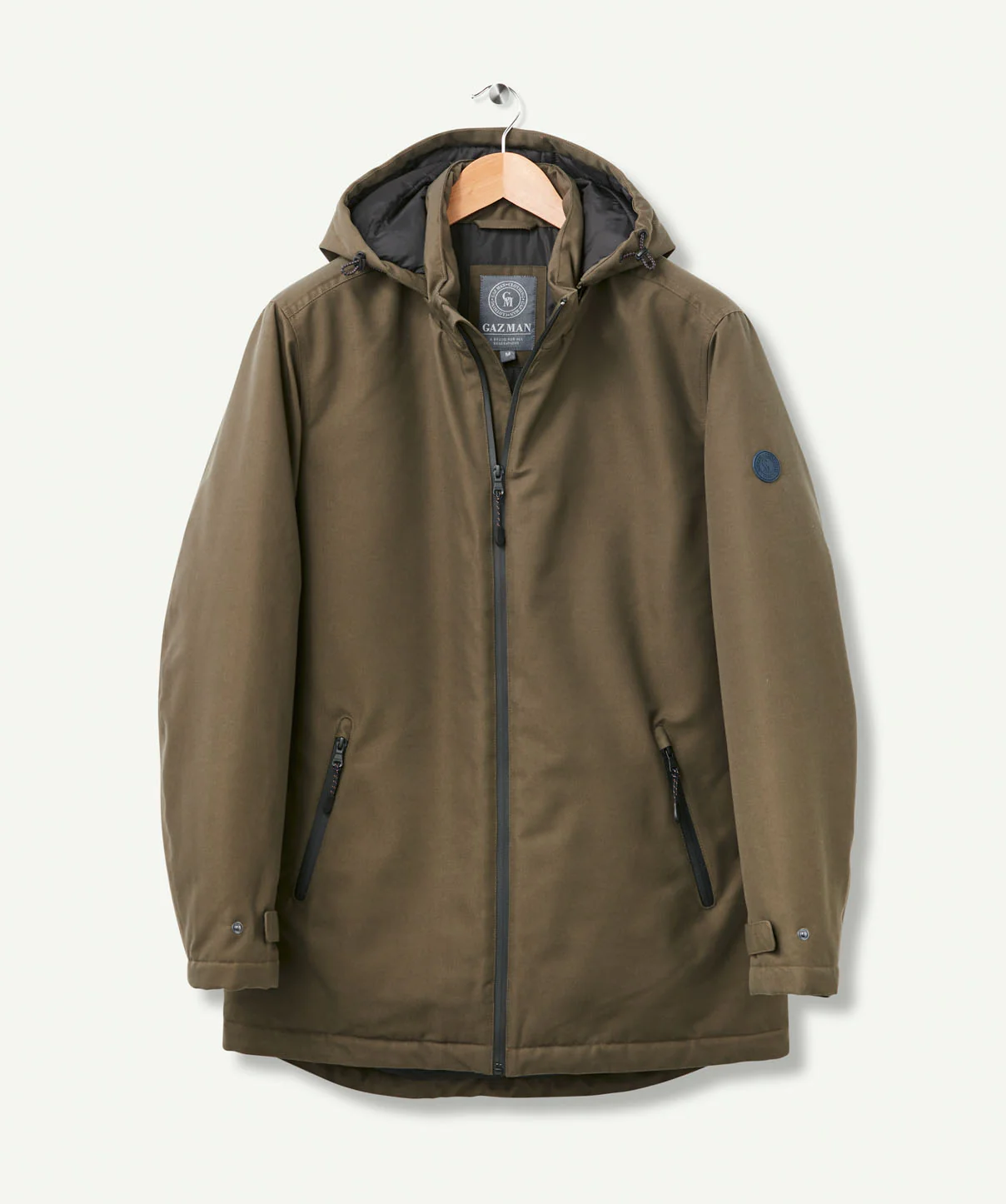 Zip Hood Puffer Lined Jacket - Olive - Image 2