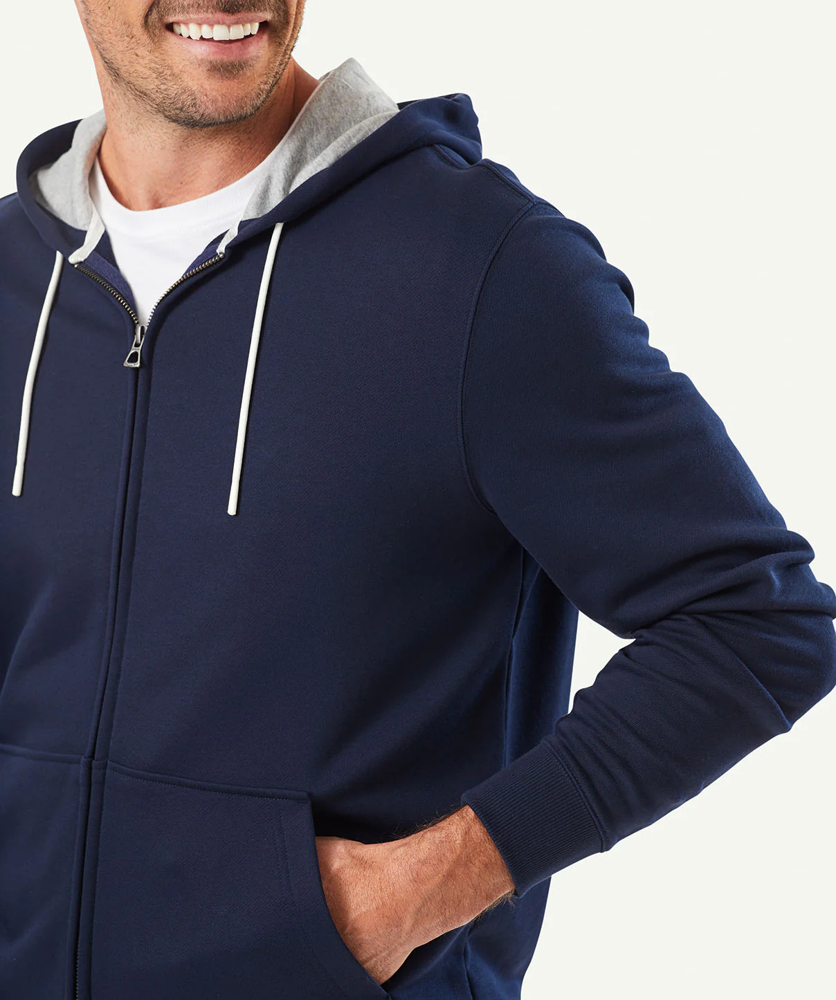 Zip Through Hoodie - Navy - Image 3