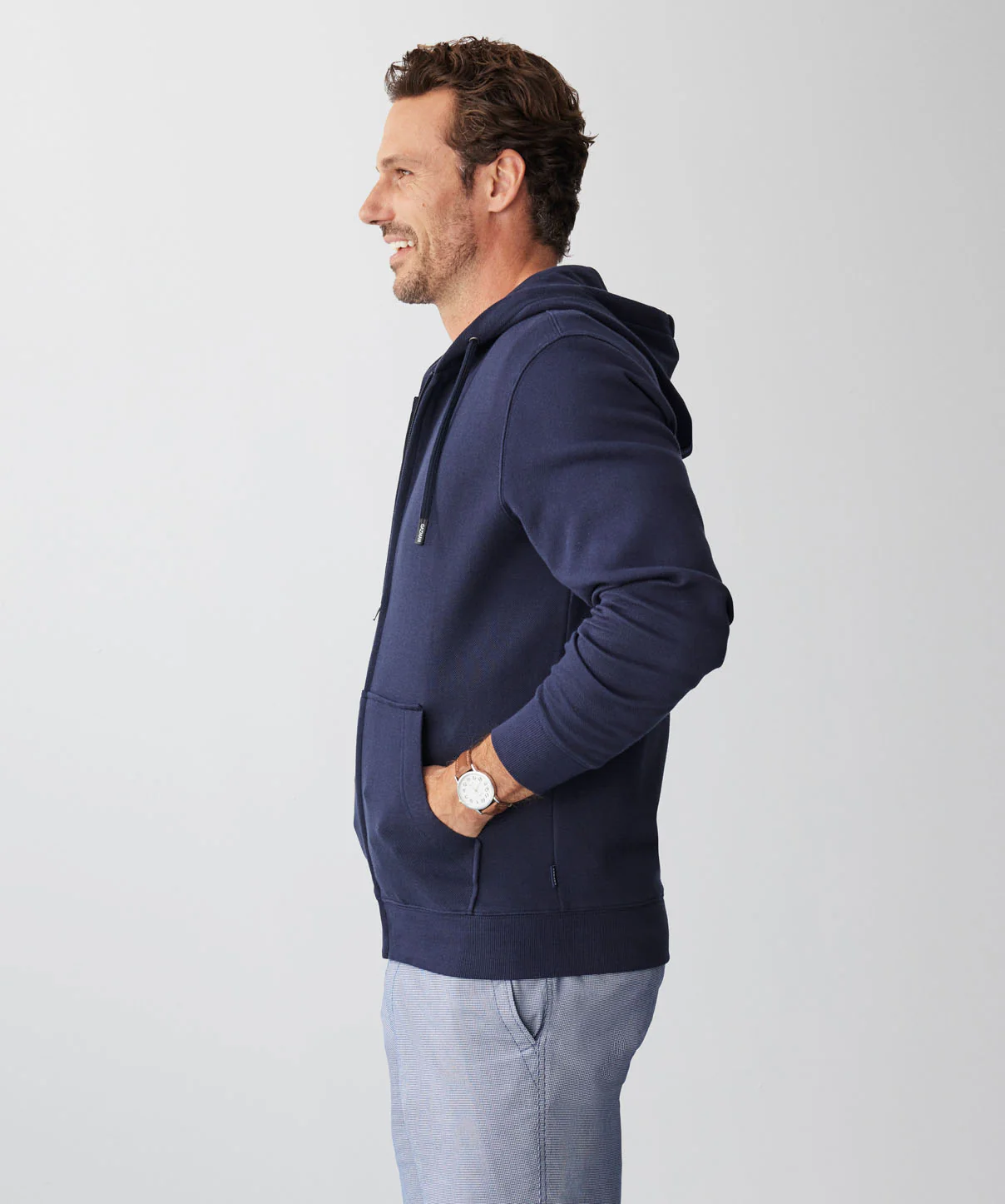 Zip Through Hoodie - Navy - Image 6